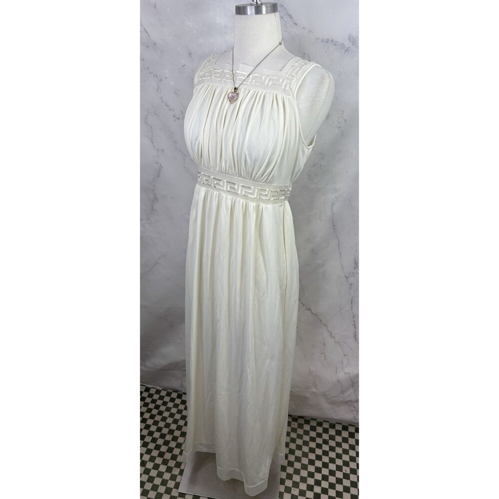 Vintage Grecian Goddess Nightgown Dress White Empire Waist Long Maxi 36 S Bride - Picture 9 of 16